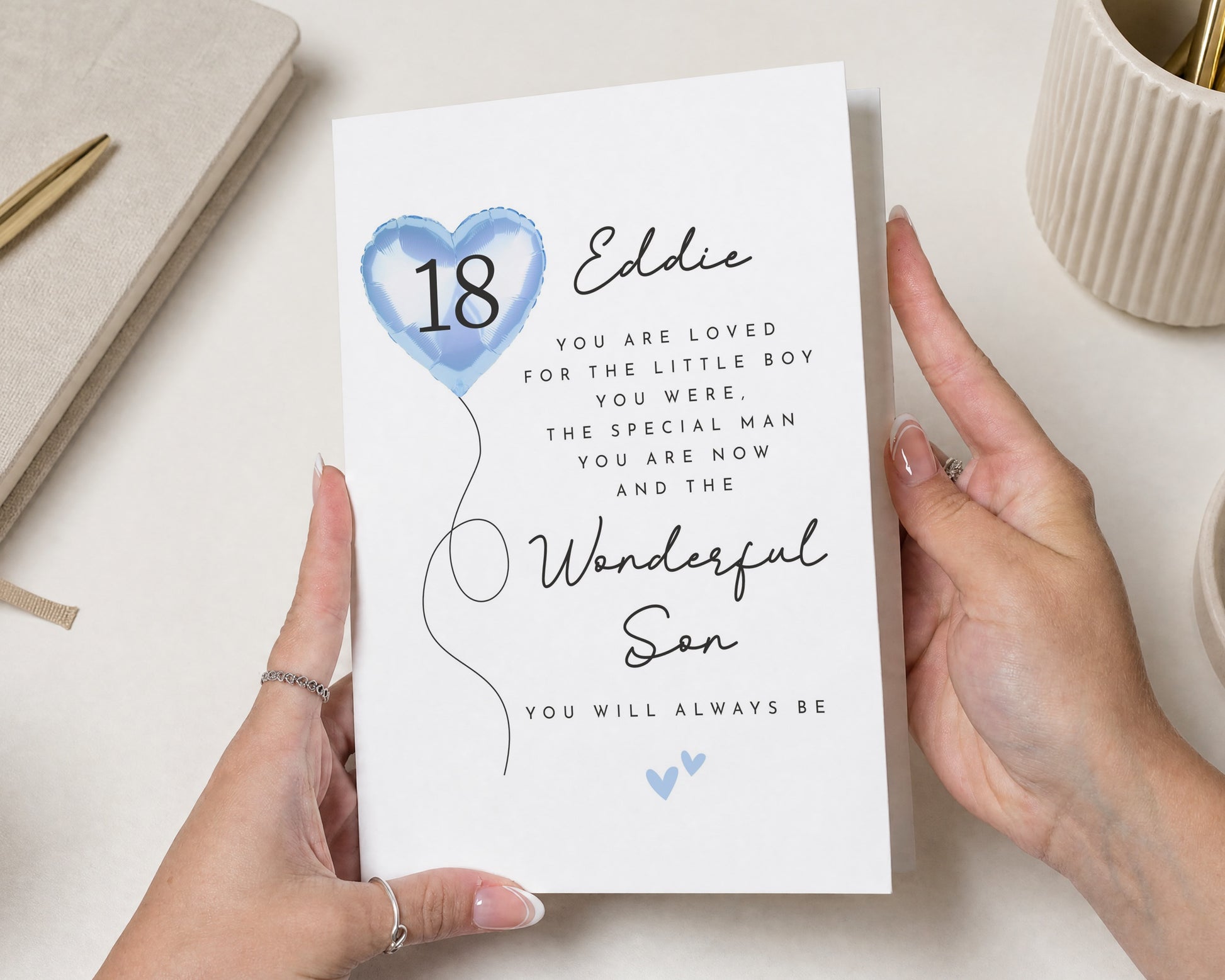 18th Birthday Card for Son, Personalised Son Birthday Card, Birthday Card for Him, Birthday Card for Son, 18th Son Card, Blue Balloon Card