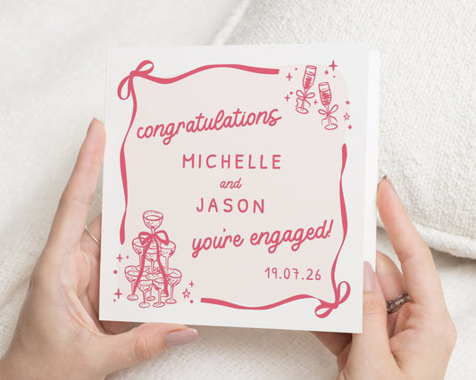 Personalised Engagement Card, Congratulations Engagement Card, Engaged Card for Couple, Engagement Cards, Champagne Wedding Proposal Card