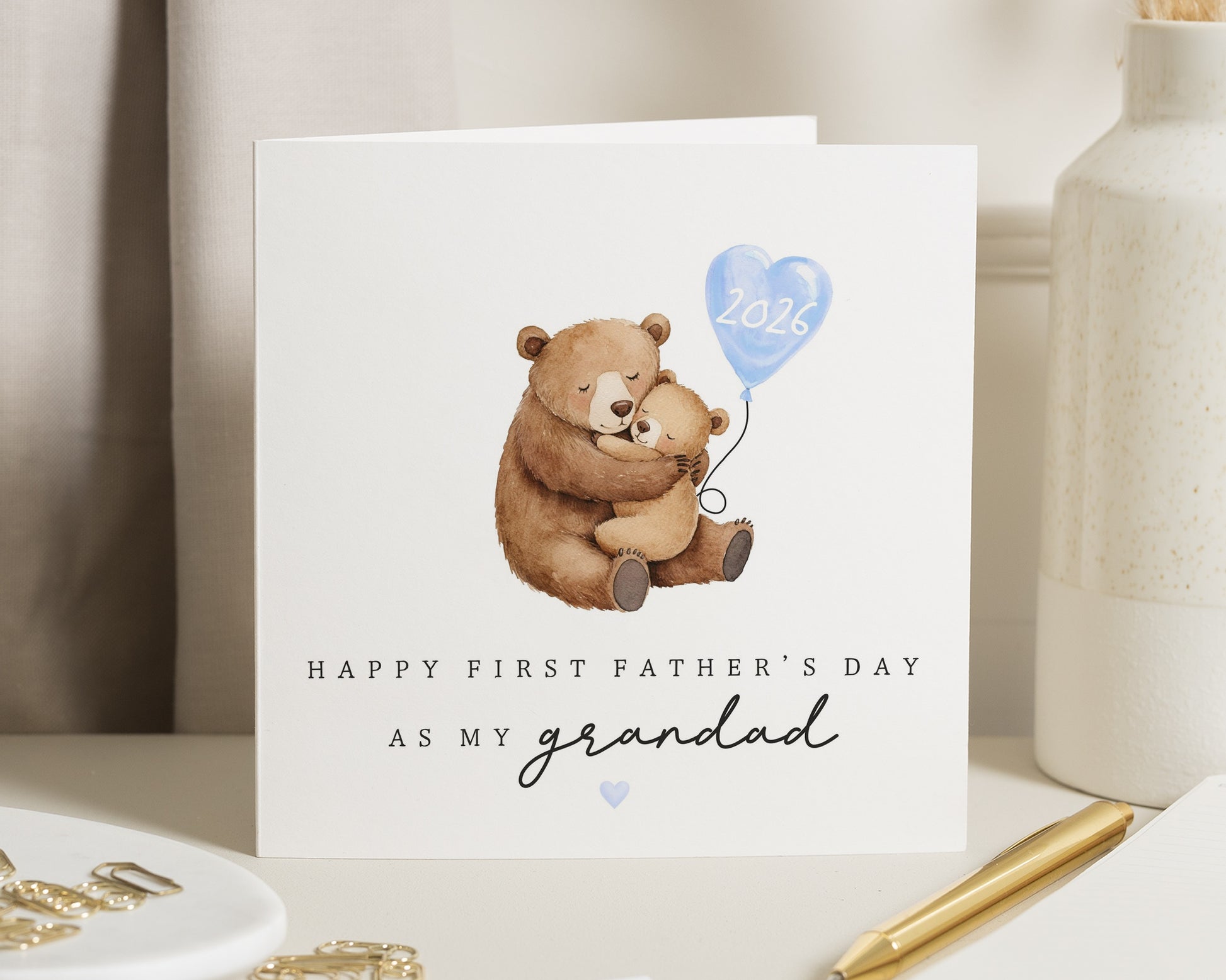 First Fathers Day Card for Grandad, 1st Fathers Day Card, Bear Card, Fathers Day Card from Grandchild, Personalised Fathers Day Card