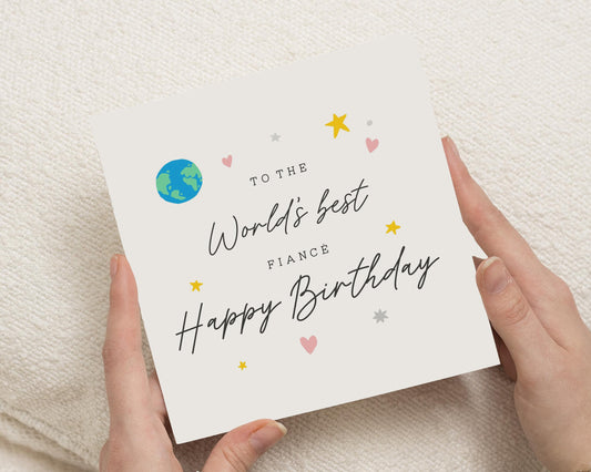 Birthday Card for Fiancé, Worlds Best Fiancé Birthday Card, Birthday Card for Him, Birthday Card for Her, Cute Birthday Card
