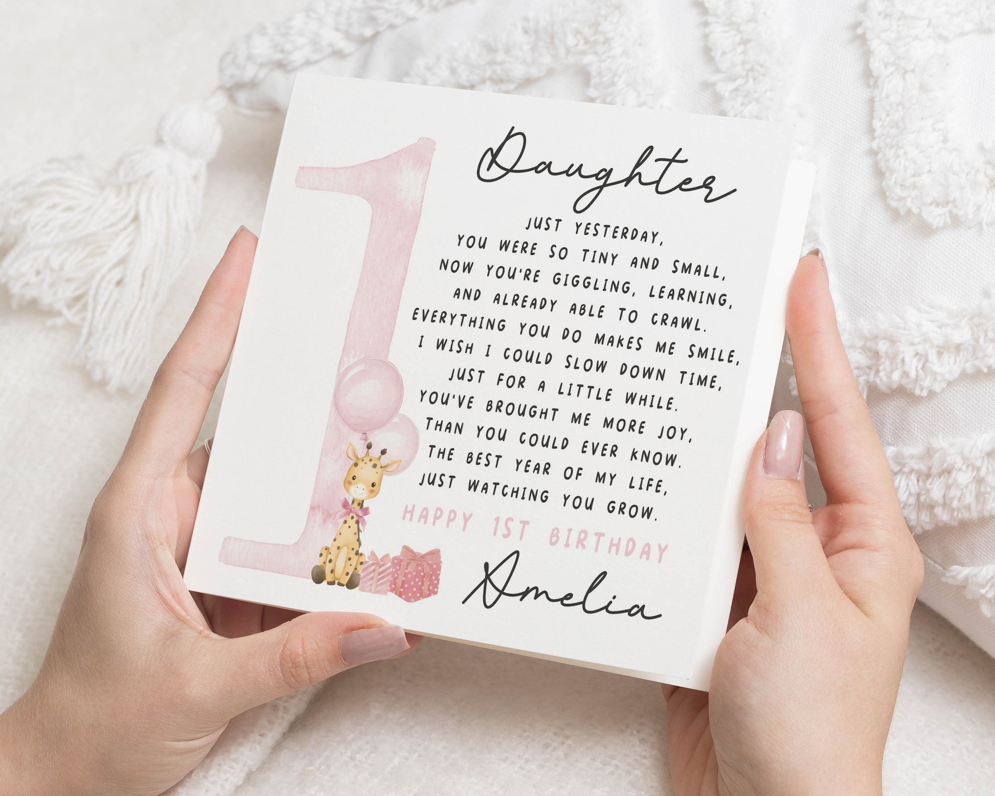 1st Birthday Card for Daughter, Personalised 1st Birthday Card, First Birthday Girl Card, Daughter Birthday Card, Poem Birthday Card