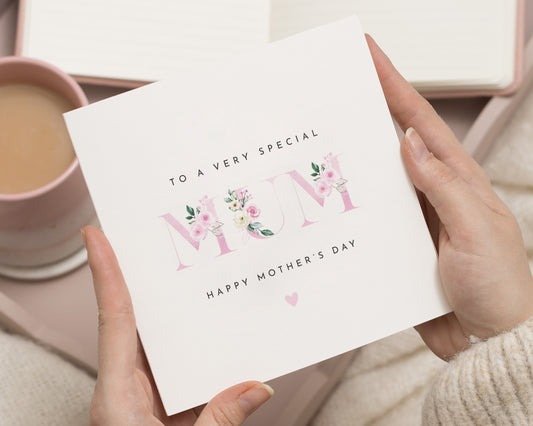 Mother's Day Card for Mum, Happy Mother's Day Card, Floral Mum Card, Mother's Day Card for Her, Special Mum Card, Cute Mother's Day Card