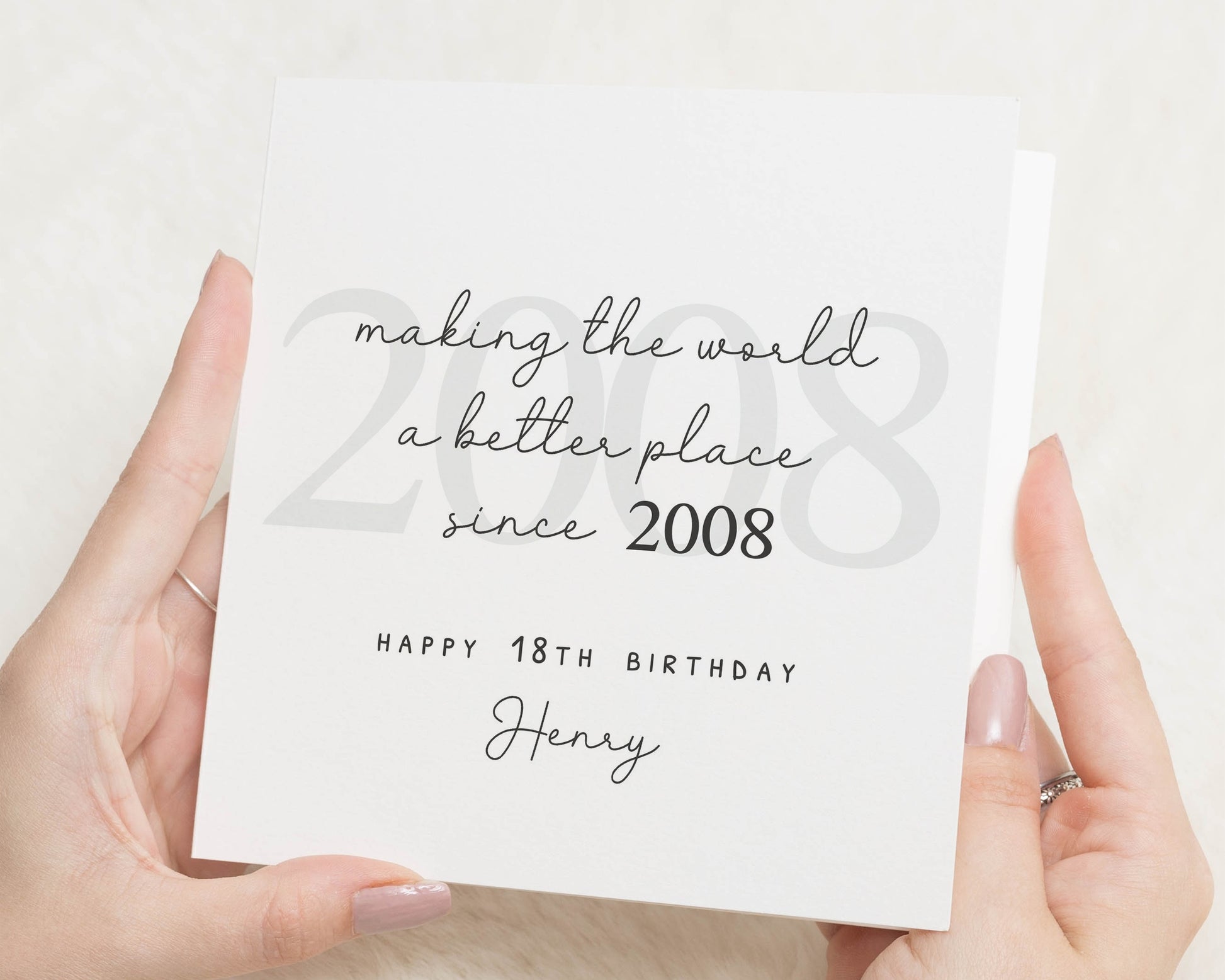 18th Birthday Card, Personalised Birthday Card, Birthday Card for Him, Birthday Card for Her, Custom Birthday Card, 2008 Birthday Card