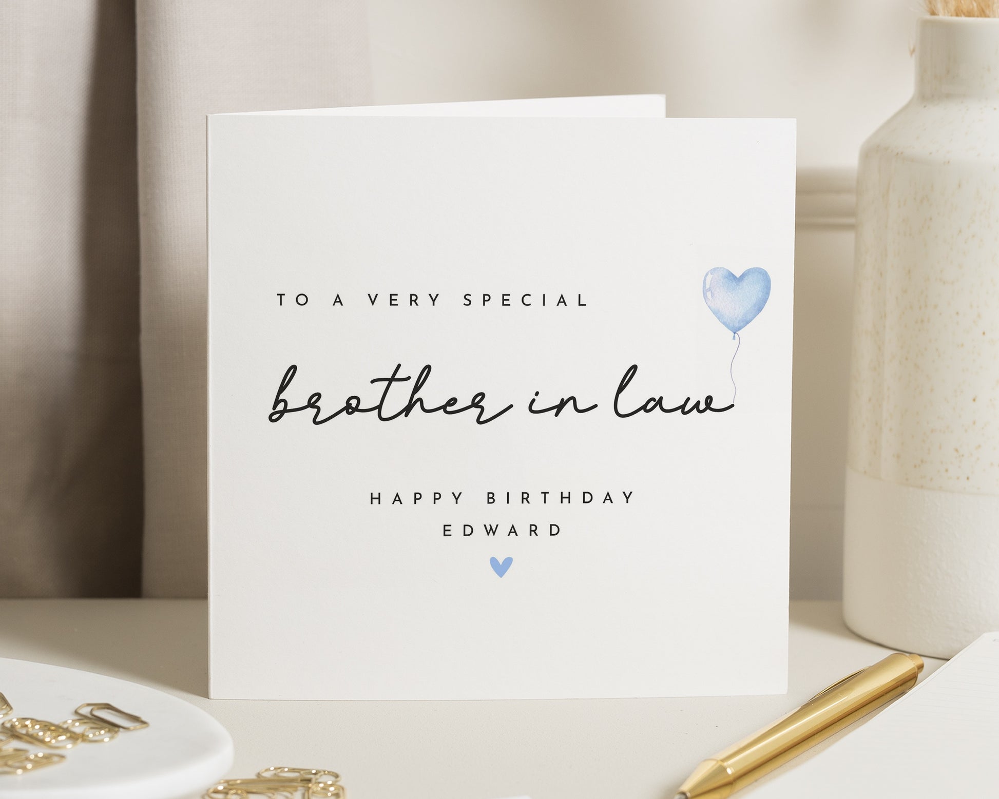Birthday Card for Brother In Law, Personalised Brother In Law Birthday Card, Simple Birthday Card, Custom Birthday Card for Him