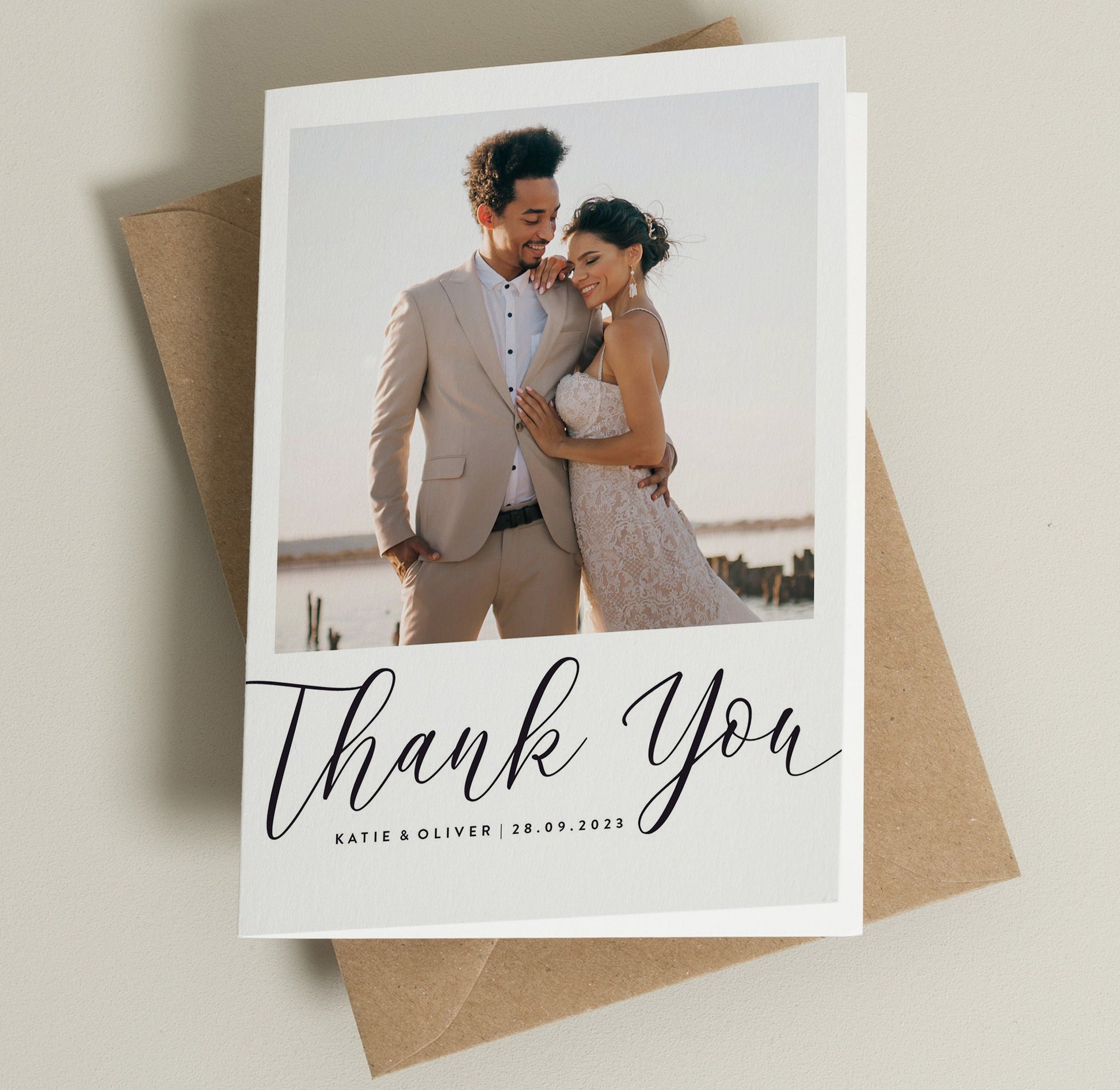 Photo Wedding Thank You Cards, Thank You Wedding Pack, Simple Thank You Card, Wedding Thank You Cards With Photo, Thank You With Envelopes