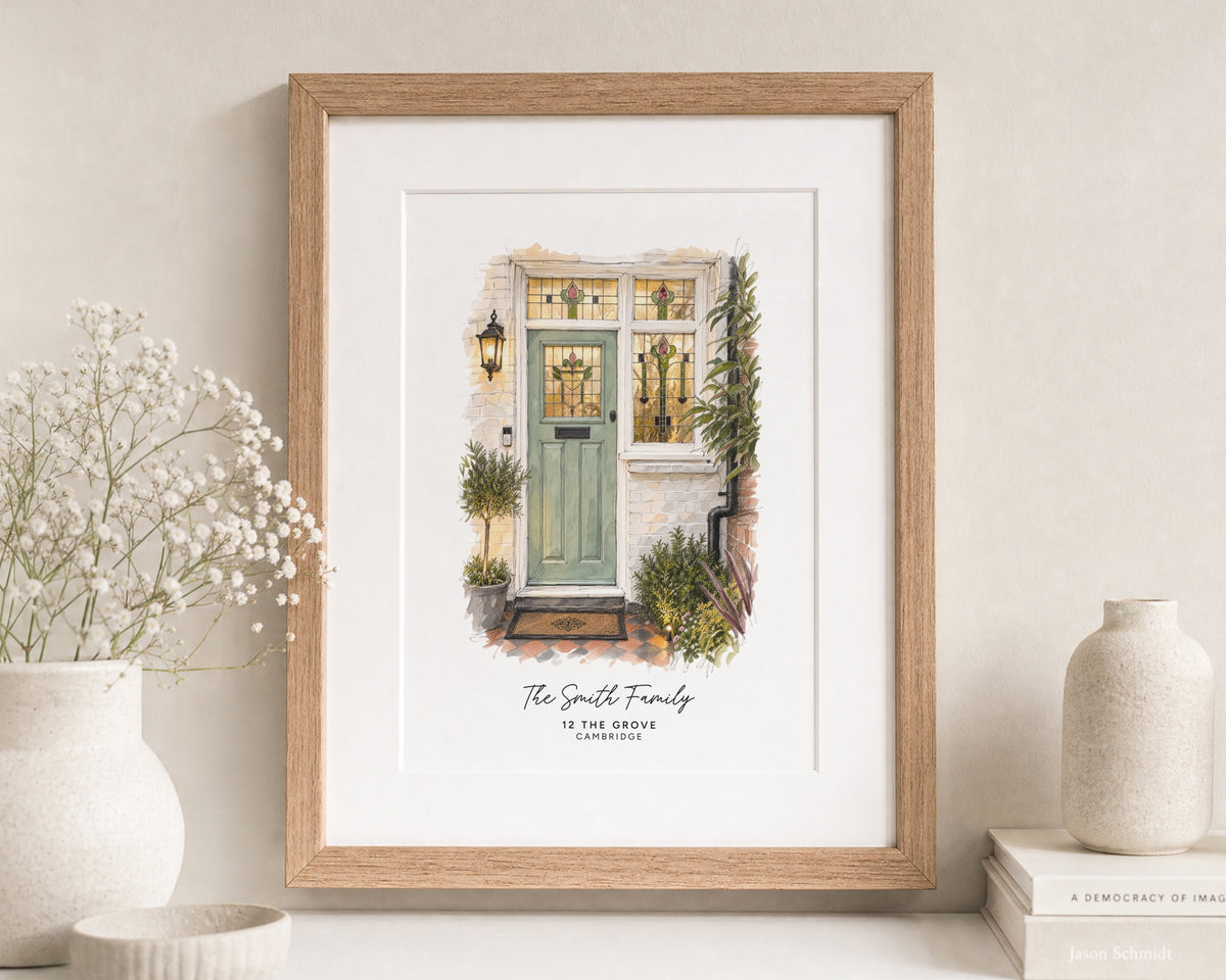 Personalised House Portrait from Your Photo, Custom Home Illustration, Family Name Address Print, New Home Gift, Watercolour Print
