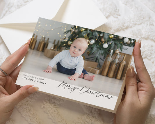 Personalised Photo Christmas Cards, Pack of Christmas Cards, Pack of 10, 20, 50 or 100, Family Christmas Cards, Folded Christmas Card