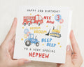 3rd Birthday Card for Nephew, Nephew Birthday Card, 3rd Birthday Card Boy, Vehicle Birthday Card, Digger Fire Engine Card