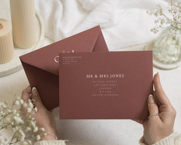 Dusty Vintage Rose Pink Envelopes with White Ink Address Printing, C6, 5x7 or C5 Wedding Invitation Envelopes (Terrarose)