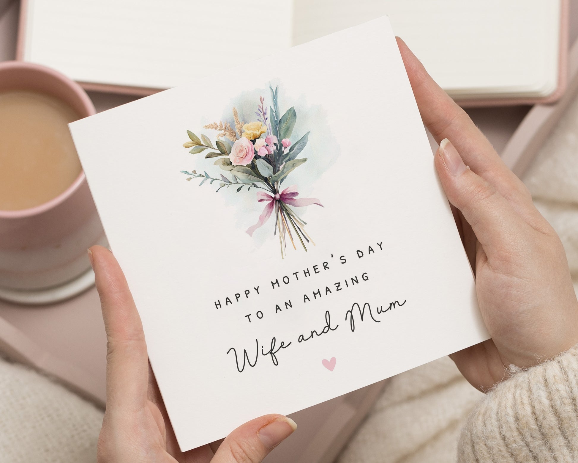 Mother's Day Card for Wife and Mum, Floral Mother's Day Card, Greeting Card for Her, Mother's Day Card from Husband, Mother's Day Flowers