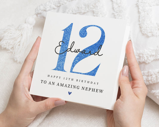 12th Birthday Card for Nephew, Personalised Nephew Birthday Card, Birthday Card for Boy, 12th Birthday Card for Him, Custom Kids Card