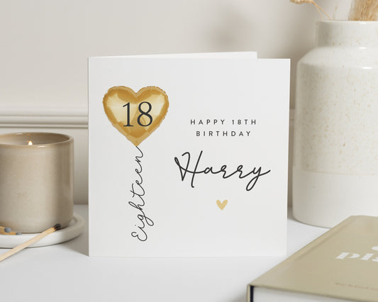 18th Birthday Card, Personalised Birthday Card for Him, 18th Birthday Card for Son, Custom Birthday Card, Eighteen Birthday Card