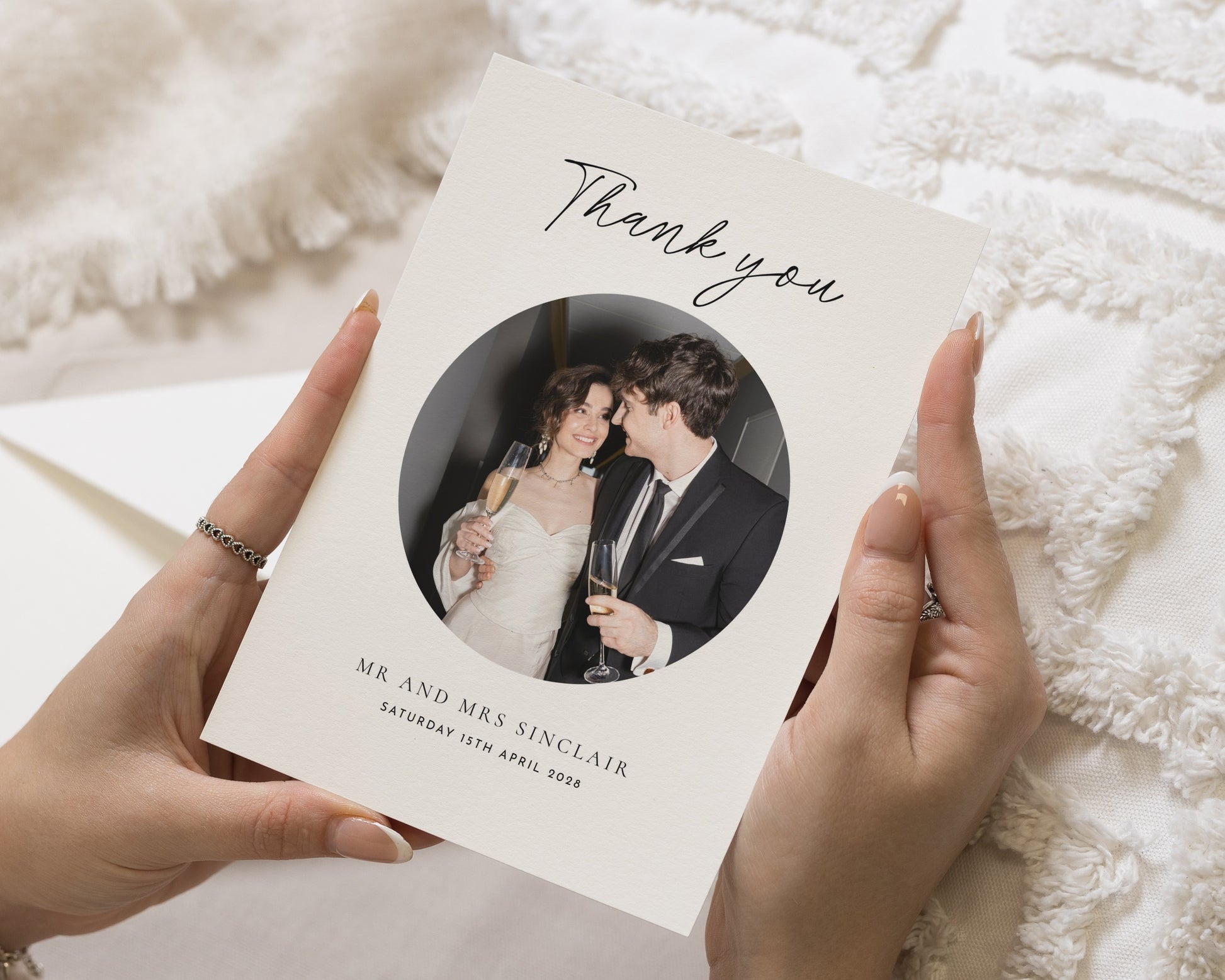Personalised Wedding Thank You Cards, Photo Wedding Thank You Card, Simple Minimal Thank You Cards, Folded Wedding Thank You Cards