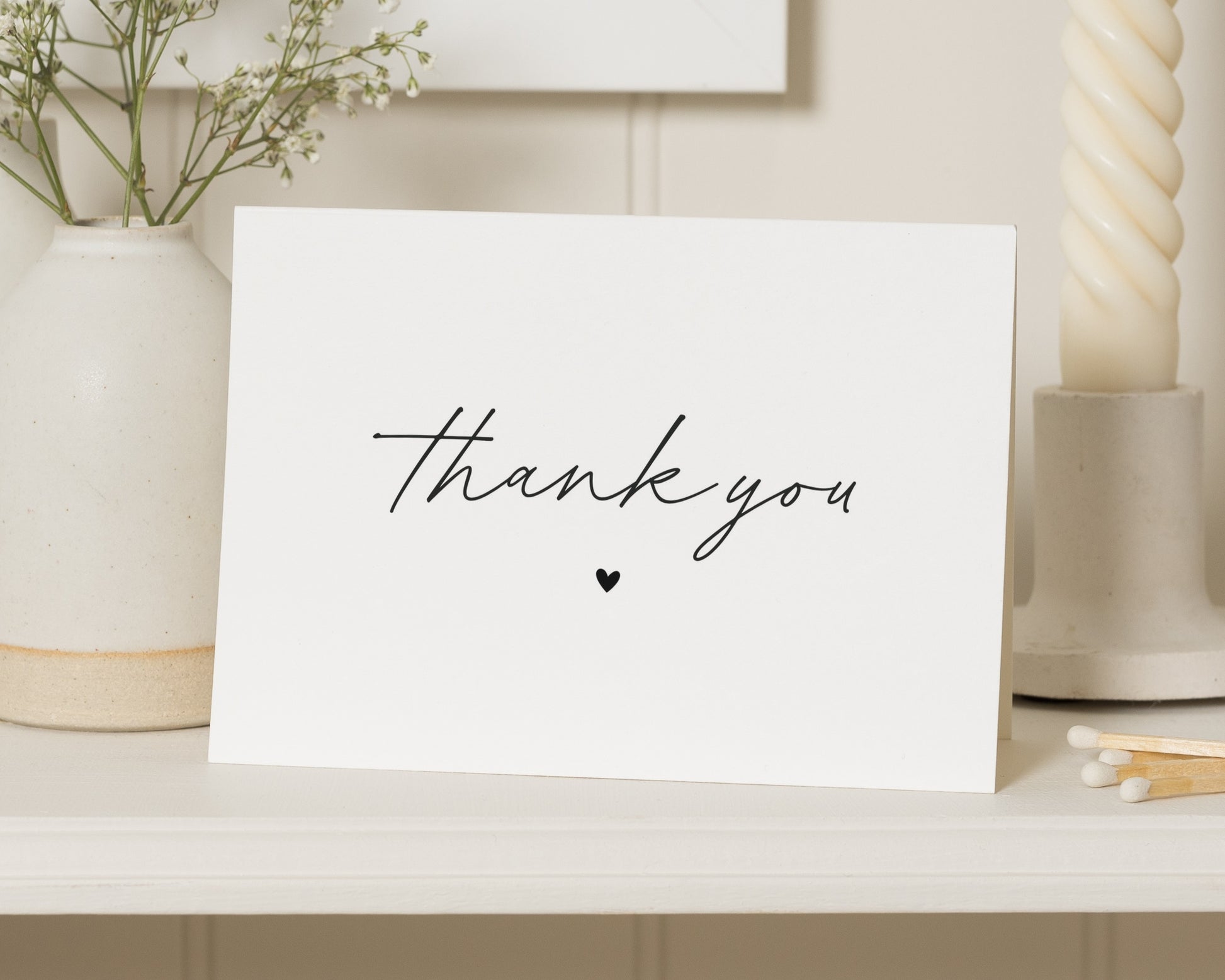 Personalised Thank You Cards, Wedding Thank You Cards, Simple Thank You Cards, Minimal Thank You Card, Thank You Cards with Heart