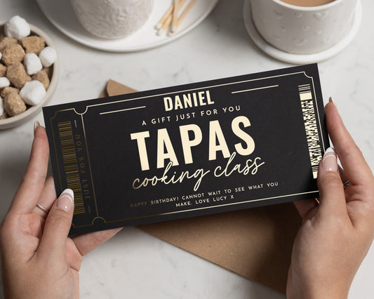 Personalised Gift Voucher, Cooking Class Gift Voucher, Tapas Gift Voucher, Birthday Gift for Him, Experience Gift for Her