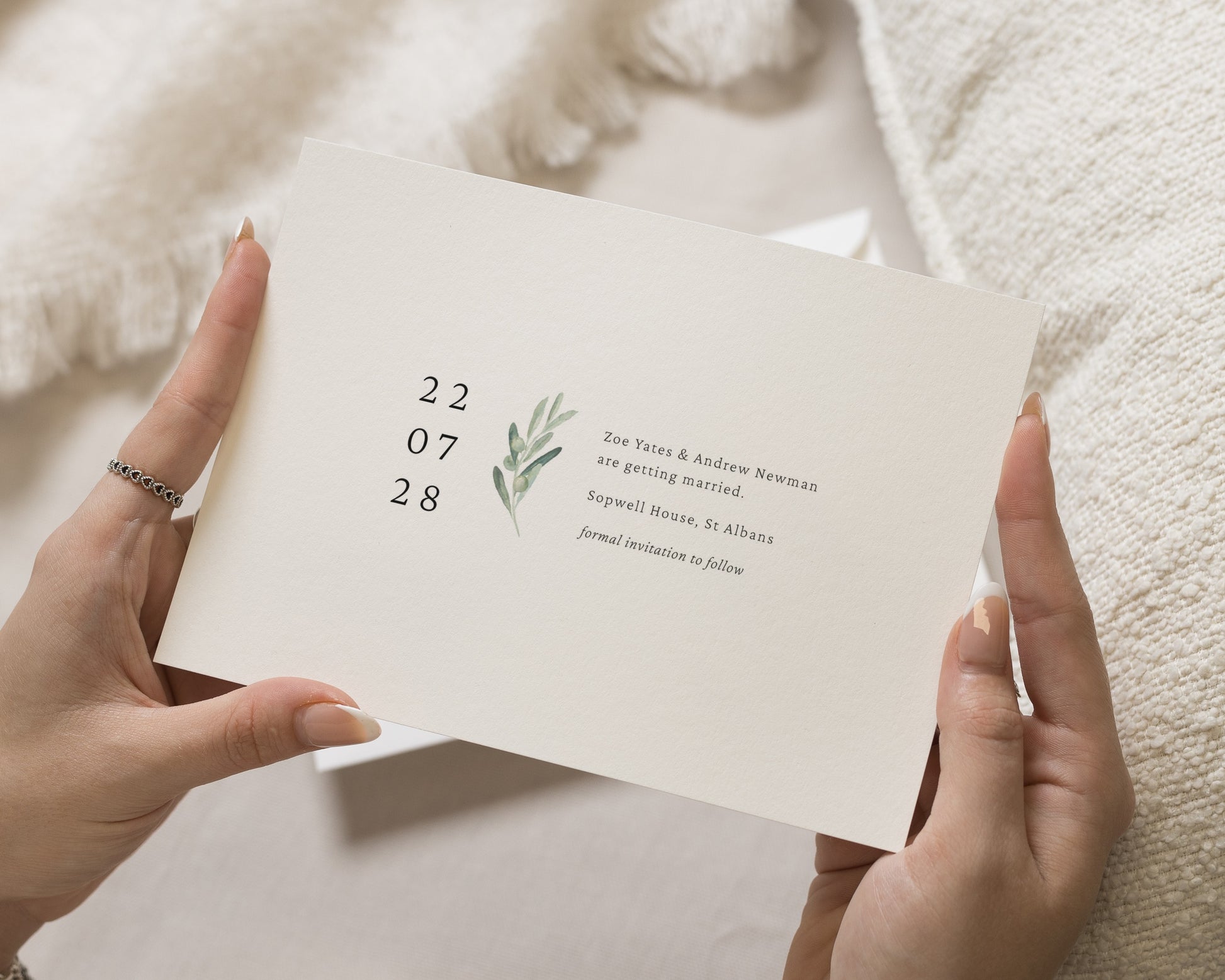 Personalised Save the Date Card, Minimal Wedding Save the Date, Simple Save the Date Card, Greenery Save the Date, A6 or 5x7