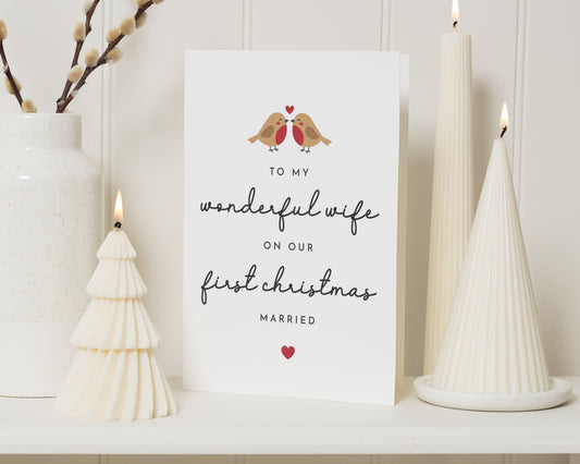 First Christmas Married Card for Wife, 1st Christmas Card, Wife Christmas Card, First Christmas as Husband and Wife, Cute Robin Card