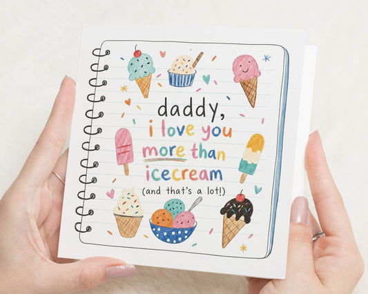 Birthday Card for Daddy, Dad Birthday Card from Kids, Fathers Day Card for Dad, Cute Daddy Card, Ice Cream Card for Dad