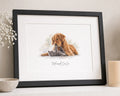Personalised Pet Print, Dog and Cat Wall Art, Custom Pet Name Print, Watercolour Animal Art, Pet Lover Gift, Black Framed Print