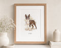 Personalised Pet Portrait from Your Photo, Custom Dog or Pet Wall Art, Pet Name Print, Dog Lover Gift, Watercolour Art, Oak Framed Print