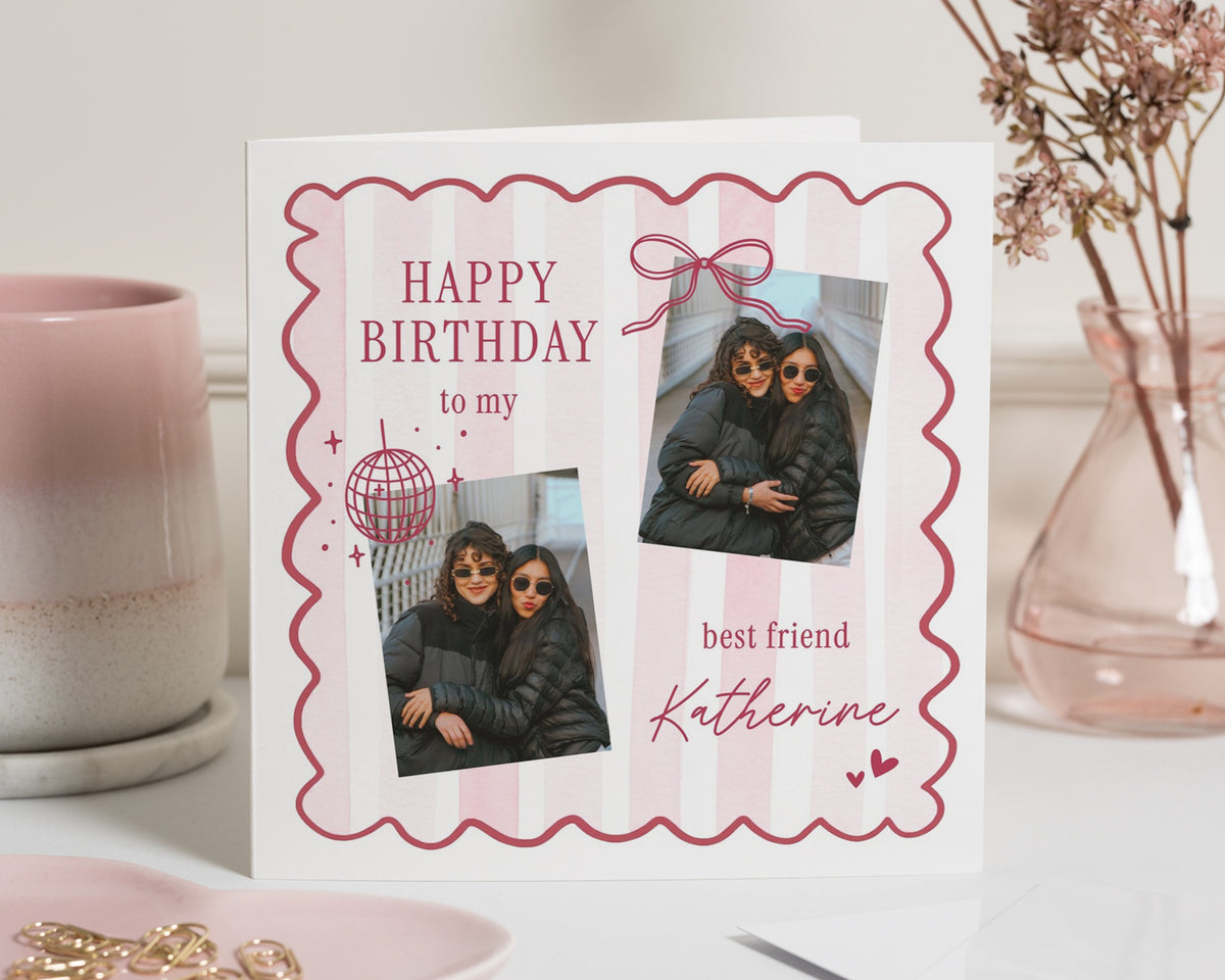 Best Friend Birthday Card, Personalised Photo Birthday Card, Birthday Card for Friend, Birthday Card for Her, Cute Birthday Cards