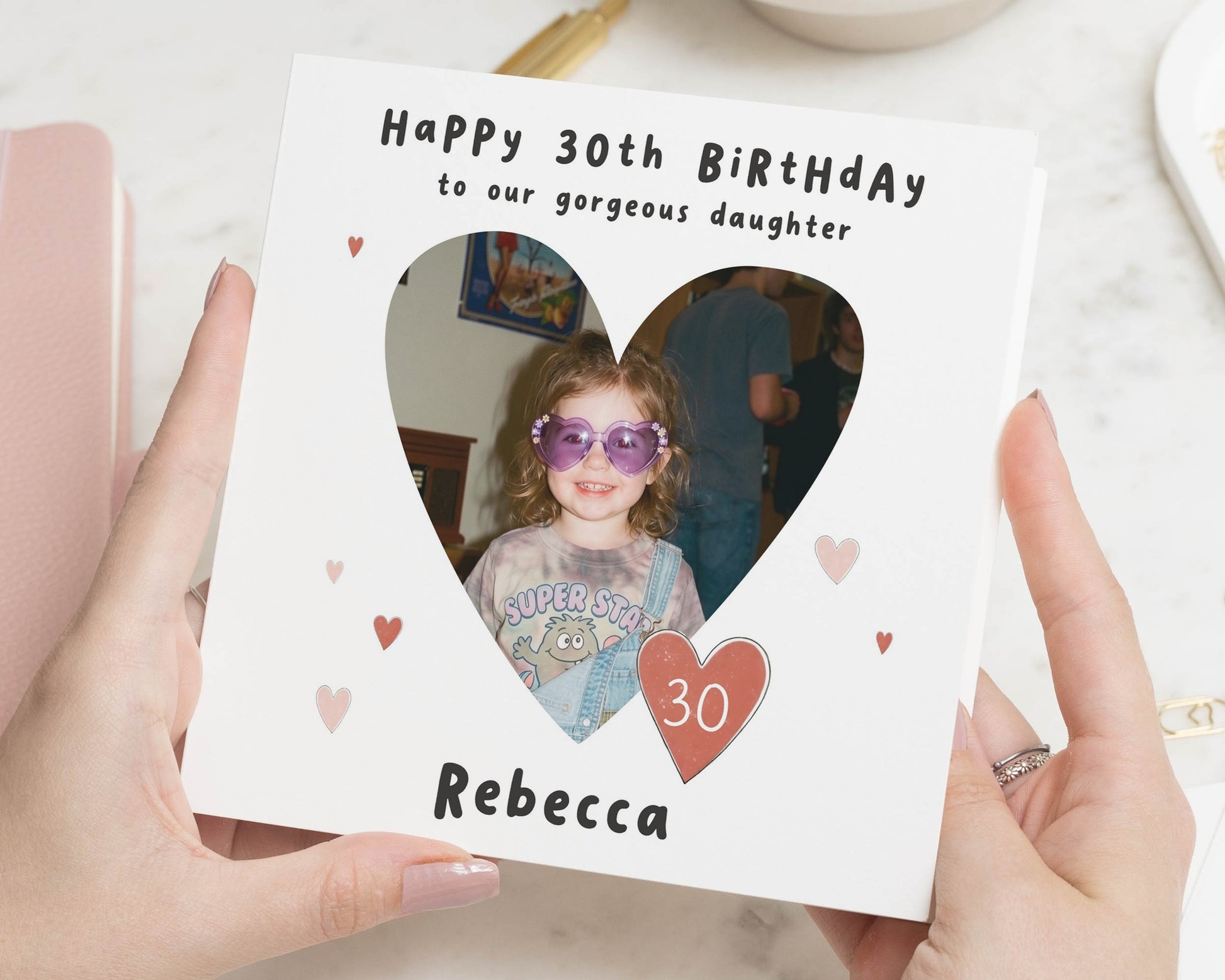 30th Birthday Card for Daughter, Personalised Photo Birthday Card, Daughter Birthday Card, 30 Birthday Card for Her, Heart Card