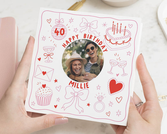 40th Birthday Card, Personalised Photo Birthday Card, 40th Birthday Card for Her, Birthday Card for Friend, Birthday Card for Women