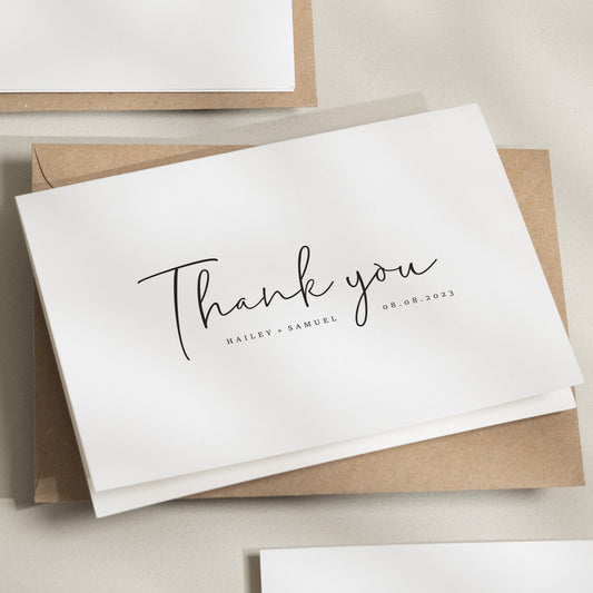 Wedding Thank You Cards, Calligraphy Thank You Postcards, Folded Wedding Thank You, Thank You Wedding Cards, Simple Wedding Cards &#39;Hailey&#39;