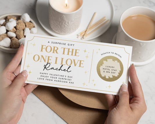 Personalised Gift Voucher for Her, Spa Day Gift Voucher, Luxury Hotel Stay, Valentines Day Gift, Scratch to Reveal