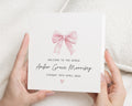 New Baby Card, Personalised Baby Girl Card, Welcome To The World Card, Baby Girl Congratulations Card, Pink Bow Card