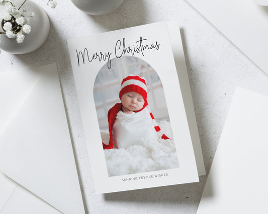 Personalised Photo Christmas Card, Merry Christmas Card, Baby Christmas Card, Pack of 10, 20, 50 or 100, Folded Christmas Card