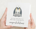 New Baby Card, Family of Four Card, Then There Were Four, Penguin Family Card, Congratulations Card, Personalised Card, Animal Card