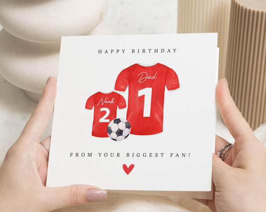 Birthday Card for Dad, Personalised Football Birthday Card, Dad Birthday Card from Son, Birthday Card for Him, Football Fan Card