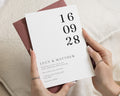 Dusty Rose Minimalist Wedding Invitations, Black and White Typography Wedding Invite, Modern Personalised Invitation Suite