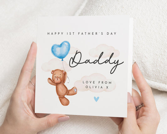 First Fathers Day Card, 1st Fathers Day Card from Baby, Daddy Fathers Day Card, Personalised Fathers Day Card, Cute Bear Card