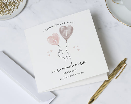 Congratulations Card, Personalised Wedding Card, Engagement Card, Custom Wedding Card, Wedding Day Card, Bride and Groom Card