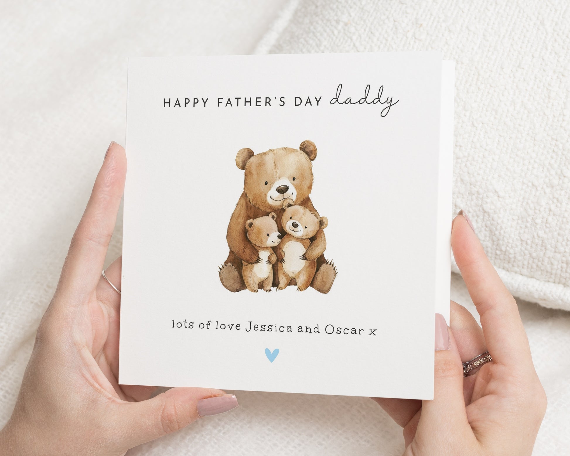 Fathers Day Card for Daddy, Personalised Fathers Day Card, Bear Card, Card from Kids, Cute Daddy Card