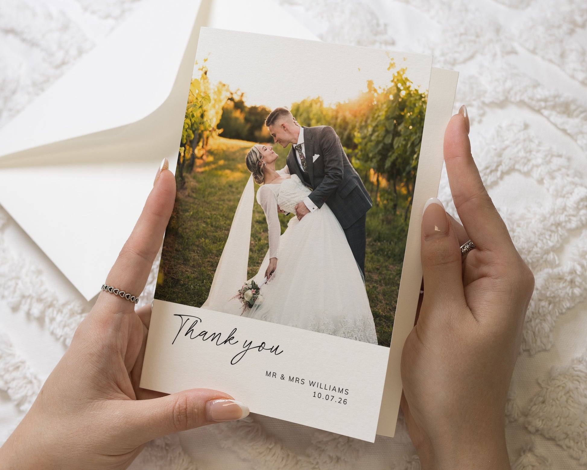 Personalised Wedding Thank You Cards, Photo Wedding Thank You Card, Folded Wedding Thank You Cards, Thank You Card for Wedding