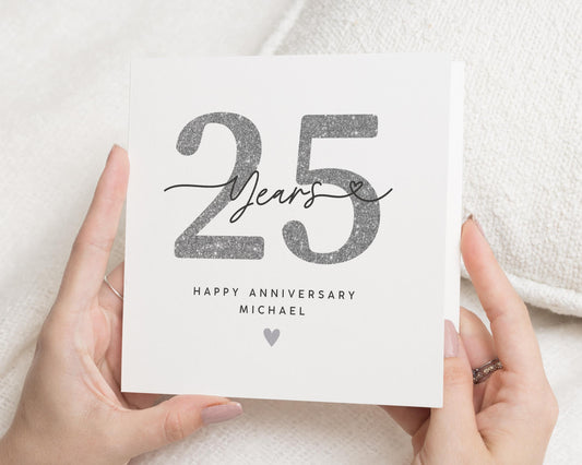 25th Anniversary Card, Silver Wedding Anniversary Card, Personalised Anniversary Card, Anniversary Card for Couple, Happy Anniversary Card
