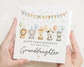 1st Birthday Card for Granddaughter, First Birthday Card, Birthday Card for Girl, Safari Birthday Card, Cute Jungle Animal Card