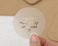 Personalised Made With Love By Stickers, Custom Name Stickers, Business Packaging Labels, Gold Foil Stickers, Gift Stickers