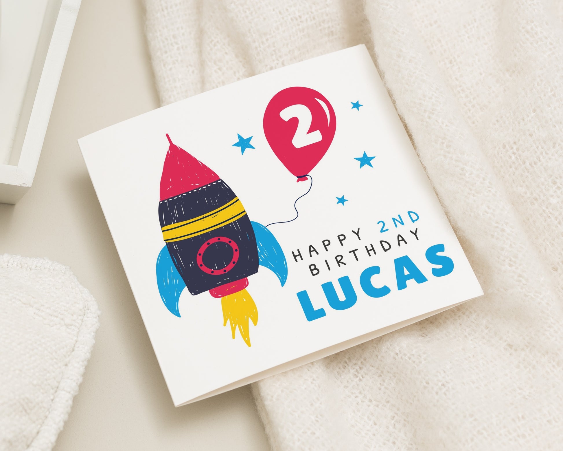 2nd Birthday Card for Boy, Rocket Birthday Card, Personalised Birthday Card, Birthday Card for Son, Space Birthday Card, 2nd Birthday
