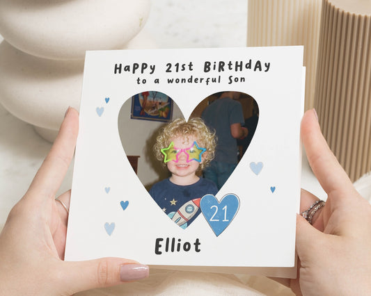 21st Birthday Card for Son, Son 21st Birthday Card, Personalised Photo Birthday Card, 21st Card for Him, Birthday Card for Son