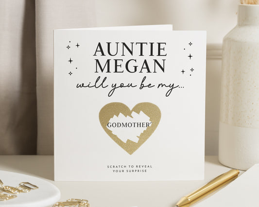 Godmother Card, Will You Be My Godmother Card, Scratch to Reveal Card, Personalised Godmother Proposal Card for Auntie, Christening Card