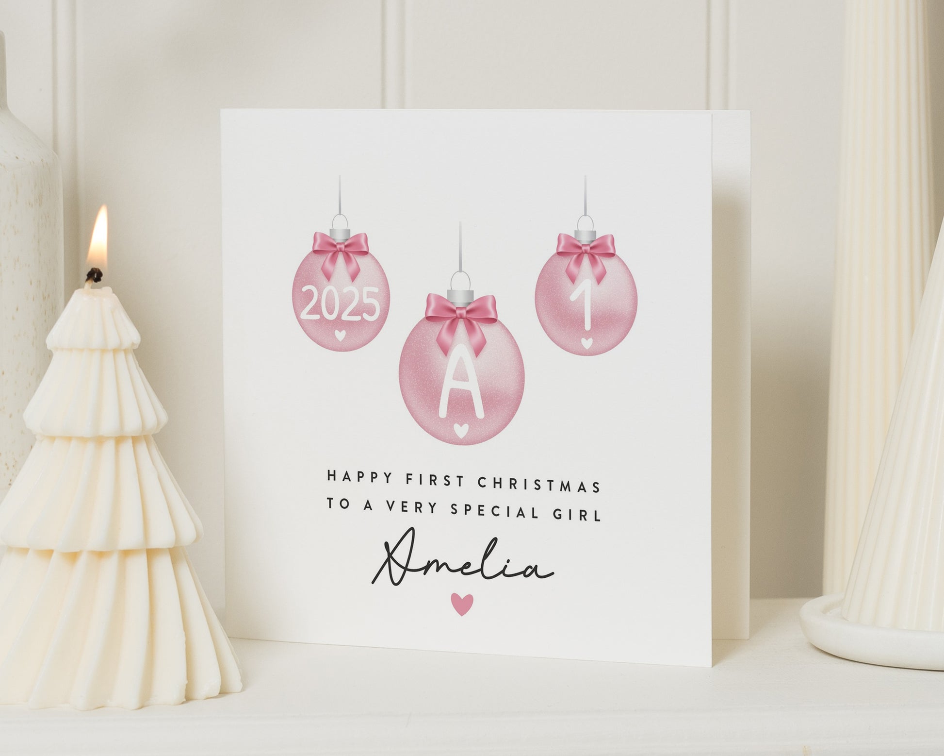 First Christmas Card for Girl, Personalised Baby Girl Christmas Card, 1st Christmas Card, Special Daughter Christmas Card