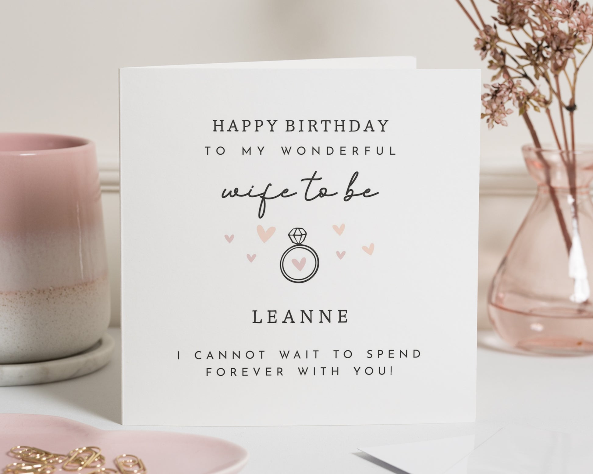 Birthday Card for Fiancee, Wife to Be Birthday Card, Personalised Birthday Card for Her, Romantic Birthday Card, Engagement Ring Card