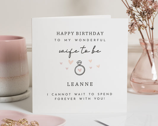 Birthday Card for Fiancee, Wife to Be Birthday Card, Personalised Birthday Card for Her, Romantic Birthday Card, Engagement Ring Card