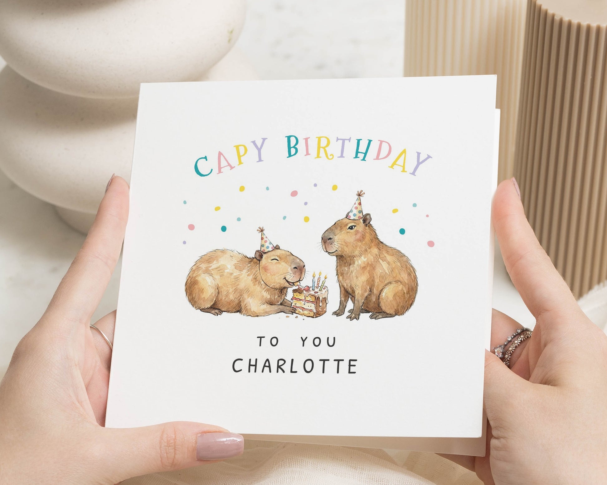 Capybara Birthday Card, Personalised Birthday Card for Her, Cute Animal Birthday Card, Custom Capybara Card, Birthday Card for Friend