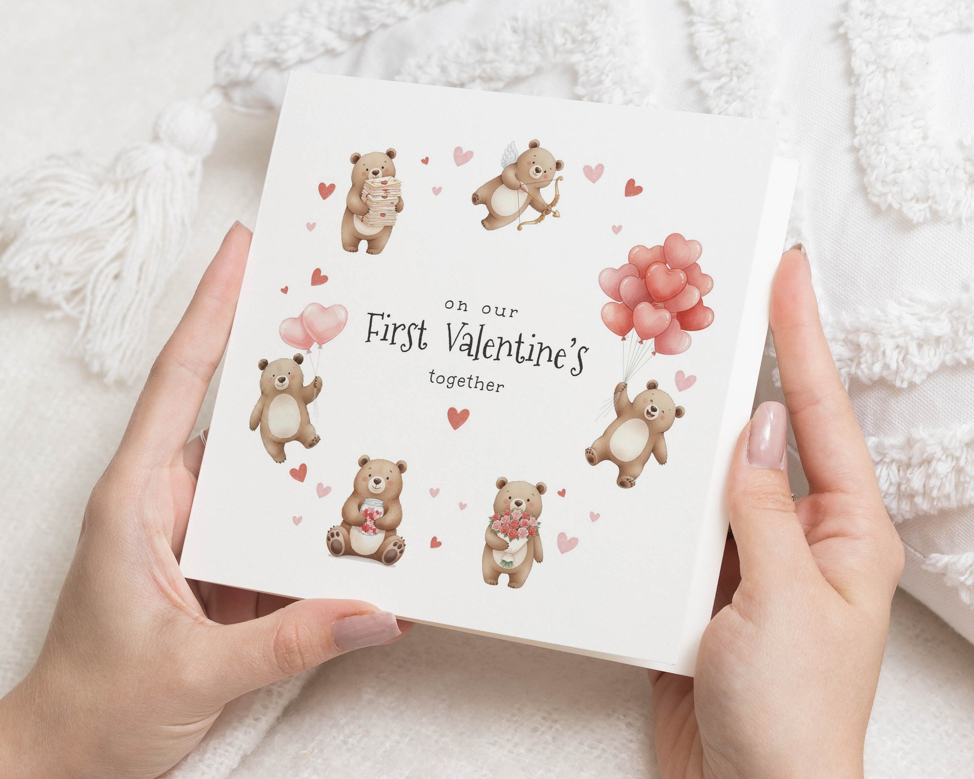 First Valentines Day Card, Cute Bear Valentines Card, Valentines Card for Couple, Personalised Valentines Card