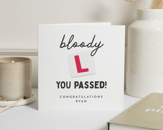 Driving Test Card, Passed Driving Test Card, Congratulations Card, Funny Good Luck Card, Personalised Card for Him or Her, You Passed Card